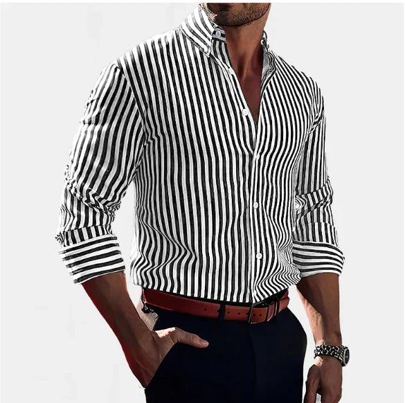 Jasper | Women's Striped Shirt, Vertical Stripe Classic Blouse | Dressific