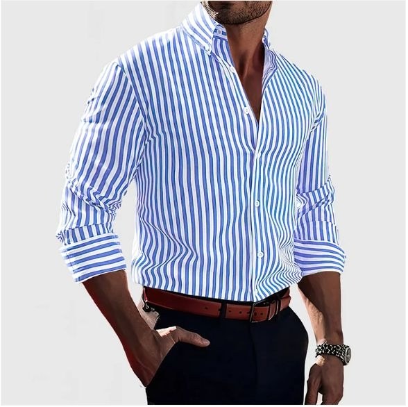 Jasper | Women's Striped Shirt, Vertical Stripe Classic Blouse | Dressific