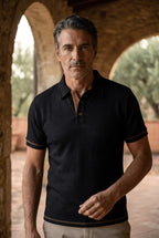 Kane | Men's Knitted Polo Shirt with Contrast Trim, Short Sleeve Polo | Dressific