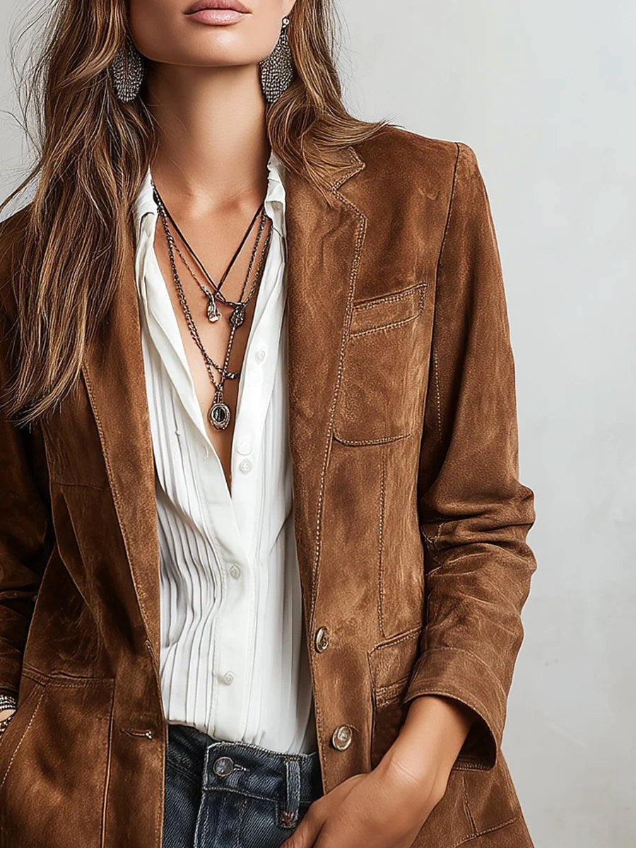 Kasey | Women's Vintage Suede Jacket, Tailored Autumn Jacket | Dressific