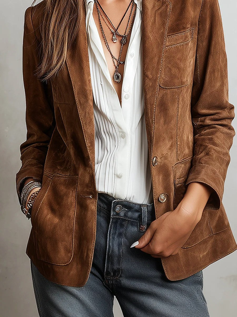 Kasey | Women's Vintage Suede Jacket, Tailored Autumn Jacket | Dressific