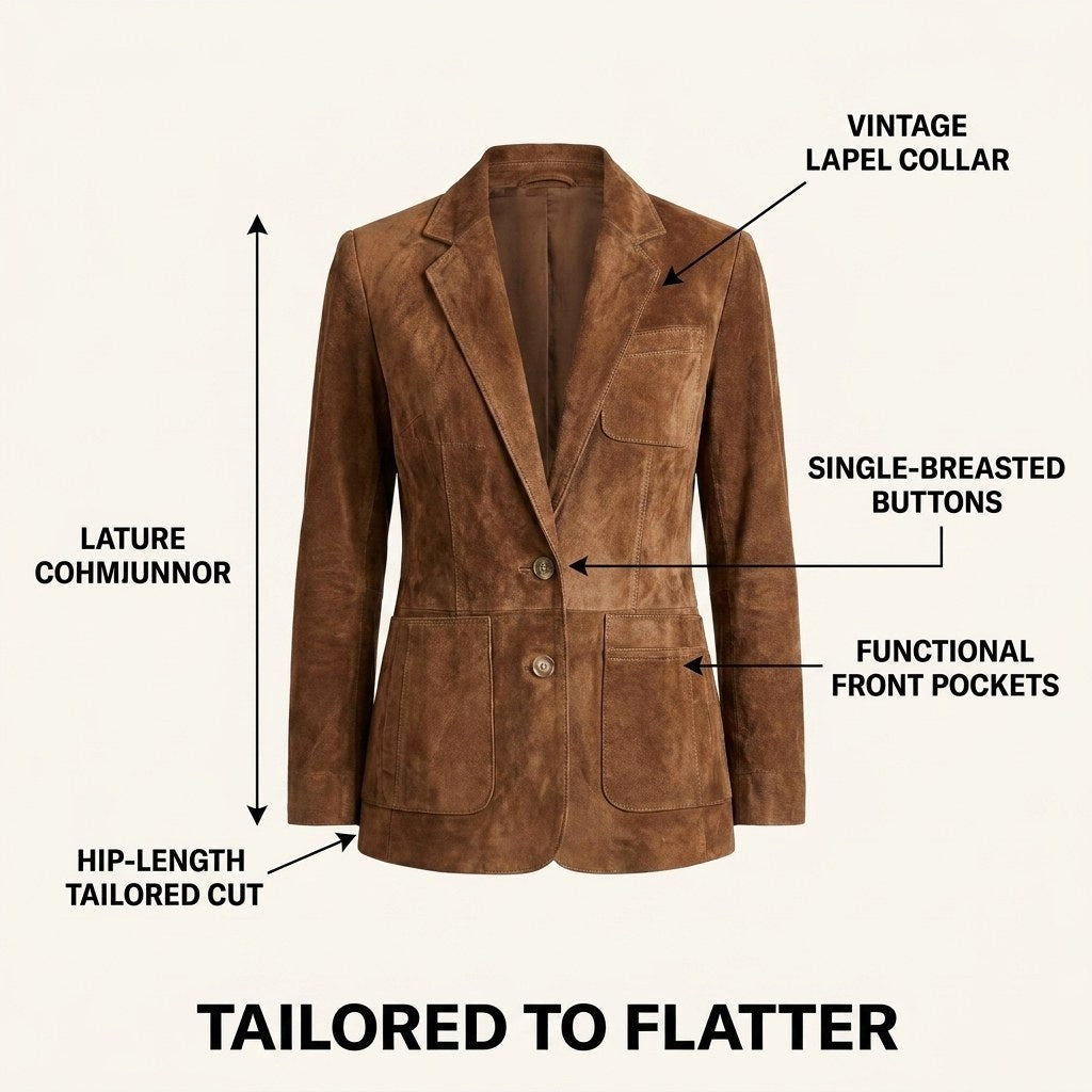 Kasey | Women's Vintage Suede Jacket, Tailored Autumn Jacket | Dressific