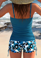 Kayla | Women's V-Neck Tankini with Print Shorts, Comfortable Summer Shorts for Holidays and Everyday Wear, Comfortable Summer Shorts for Holidays and Everyday Wear - Burgundy