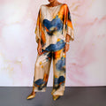 Kendall | Women's Satin Two-Piece Set, Coordinated Summer Outfit for Holidays and Casual Wear, Coordinated Summer Outfit for Holidays and Casual Wear - Navy Blue