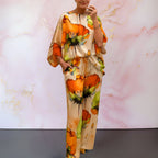 Kendall | Women's Satin Two-Piece Set, Coordinated Summer Outfit for Holidays and Casual Wear, Coordinated Summer Outfit for Holidays and Casual Wear - Mandarin Cream