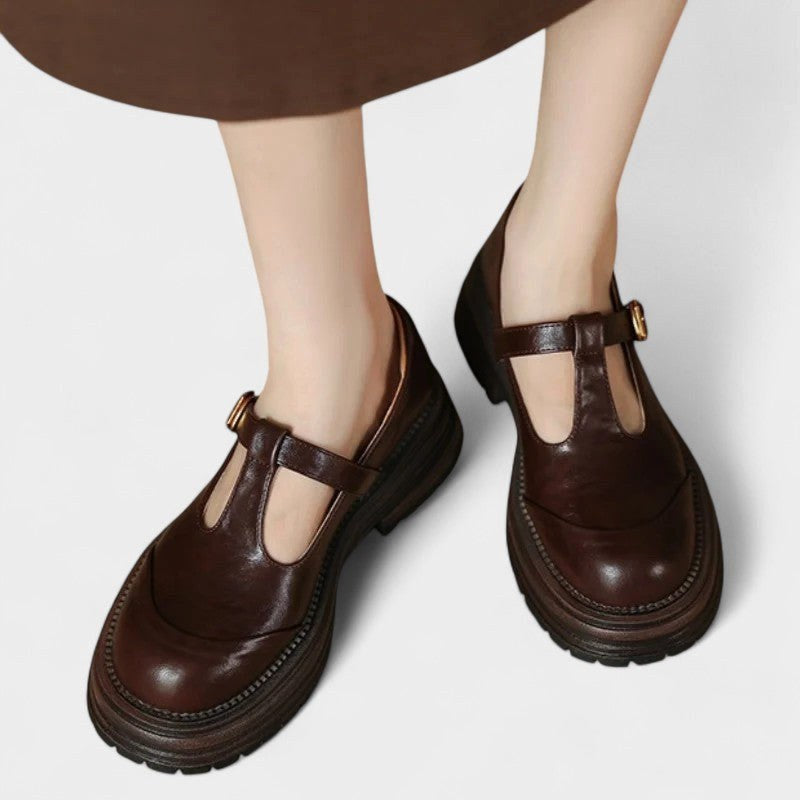 Kiara | Women's Orthopedic Mary Jane Shoes, Cushioned Arch Support Shoes | Dressific | Brown