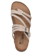 Kiera | Women's Braided Strap Toe-Loop Sandals, Textured Warm-Weather Sandals | Dressific | Green
