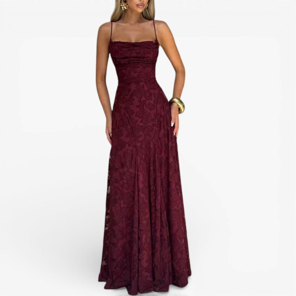 Kirra | Women's Sleeveless Maxi Dress with Floral Print, Fitted Bodice Occasion Dress | Dressific | Rojo