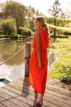 Kirra | Women's Sleeveless Midi Dress with High Neckline, Side-Slit Midi Dress | Dressific