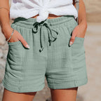 Kristy | Women's Lightweight Cotton Blend Shorts, Relaxed Fit Summer Shorts | Dressific | Zwart