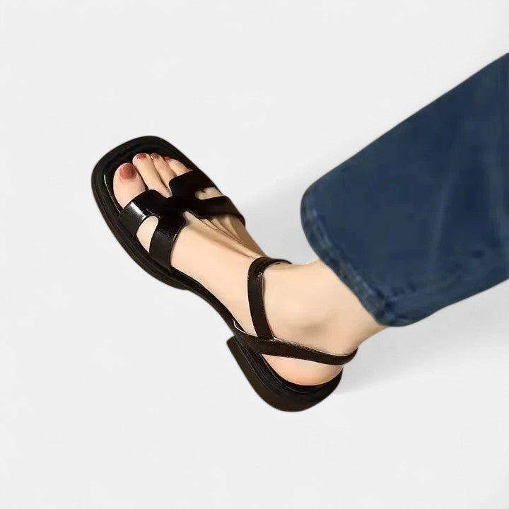 Kylie | Women's Orthopaedic Ankle-Strap Sandals, Low-Heel Comfort Sandals | Dressific | Marrón