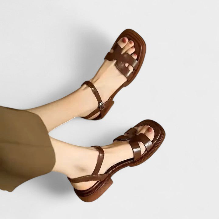 Kylie | Women's Orthopaedic Ankle-Strap Sandals, Low-Heel Comfort Sandals | Dressific | Blanco