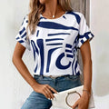 Lauren | Women's Abstract Printed T-Shirt, Relaxed Fit Casual Top | Dressific