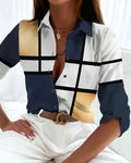 Lauren | Women's Printed Short Sleeve Blouse, Lightweight Summer Top for Holidays and Casual Wear, Lightweight Summer Top for Holidays and Casual Wear - Gold