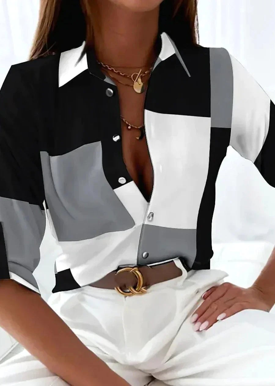 Lauren | Women's Printed Short Sleeve Blouse, Lightweight Summer Top for Holidays and Casual Wear, Lightweight Summer Top for Holidays and Casual Wear - Grey