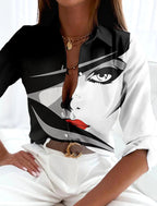 Lauren | Women's Printed Short Sleeve Blouse, Lightweight Summer Top for Holidays and Casual Wear, Lightweight Summer Top for Holidays and Casual Wear - Black White