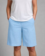 Leah | Women's High-Waist Knee-Length Shorts with Side Pockets, Straight-Leg Shorts | Dressific | Beige