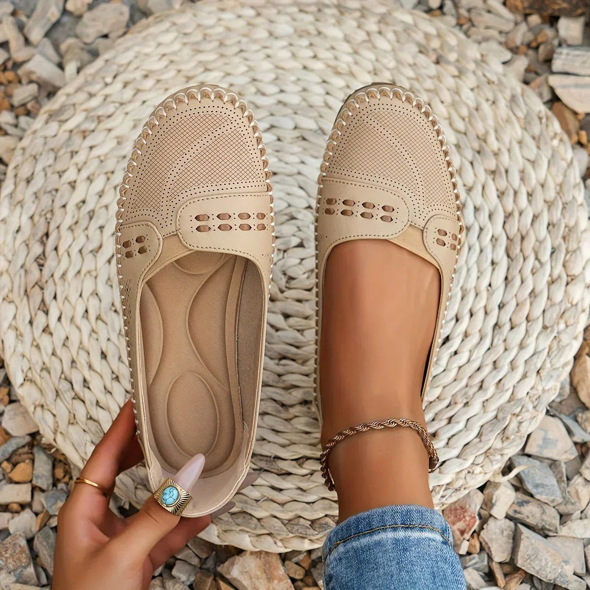 Leah | Women's Orthopedic Comfort Flat - Beige