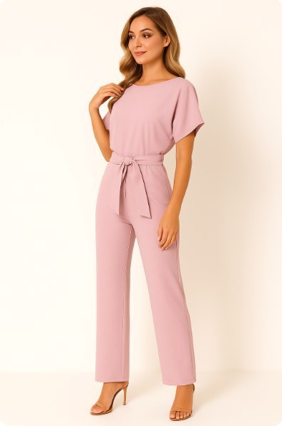Liana | Women's Ponte Knit Batwing Jumpsuit, Relaxed-Fit One-Piece | Dressific