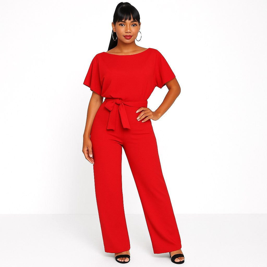 Liana | Women's Ponte Knit Batwing Jumpsuit, Relaxed-Fit One-Piece | Dressific