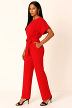 Liana | Women's Ponte Knit Batwing Jumpsuit, Relaxed-Fit One-Piece | Dressific