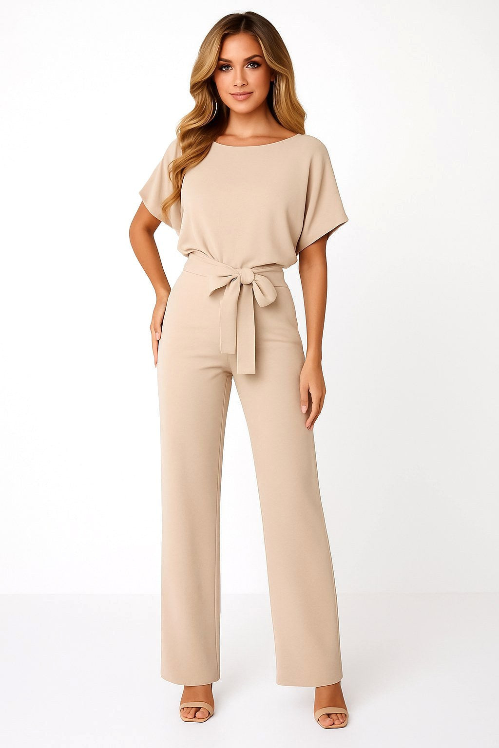 Liana | Women's Ponte Knit Batwing Jumpsuit, Relaxed-Fit One-Piece | Dressific | Black
