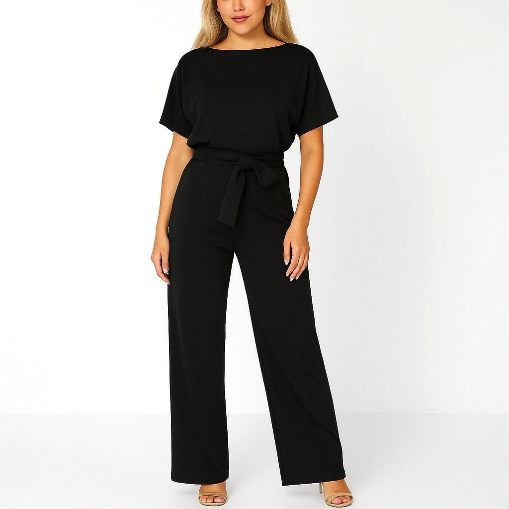 Liana | Women's Ponte Knit Batwing Jumpsuit, Relaxed-Fit One-Piece | Dressific | Blue