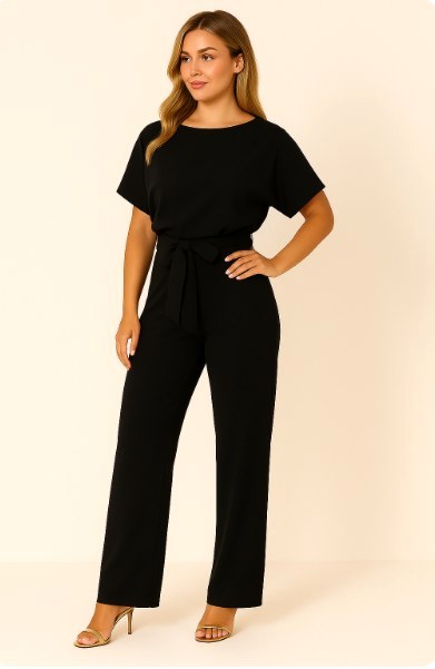 Liana | Women's Ponte Knit Batwing Jumpsuit, Relaxed-Fit One-Piece | Dressific | Dark Blue