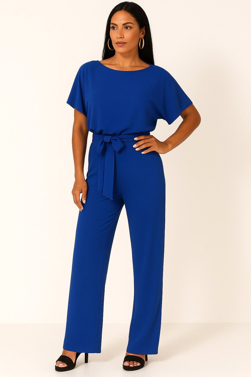 Liana | Women's Ponte Knit Batwing Jumpsuit, Relaxed-Fit One-Piece | Dressific | Pink