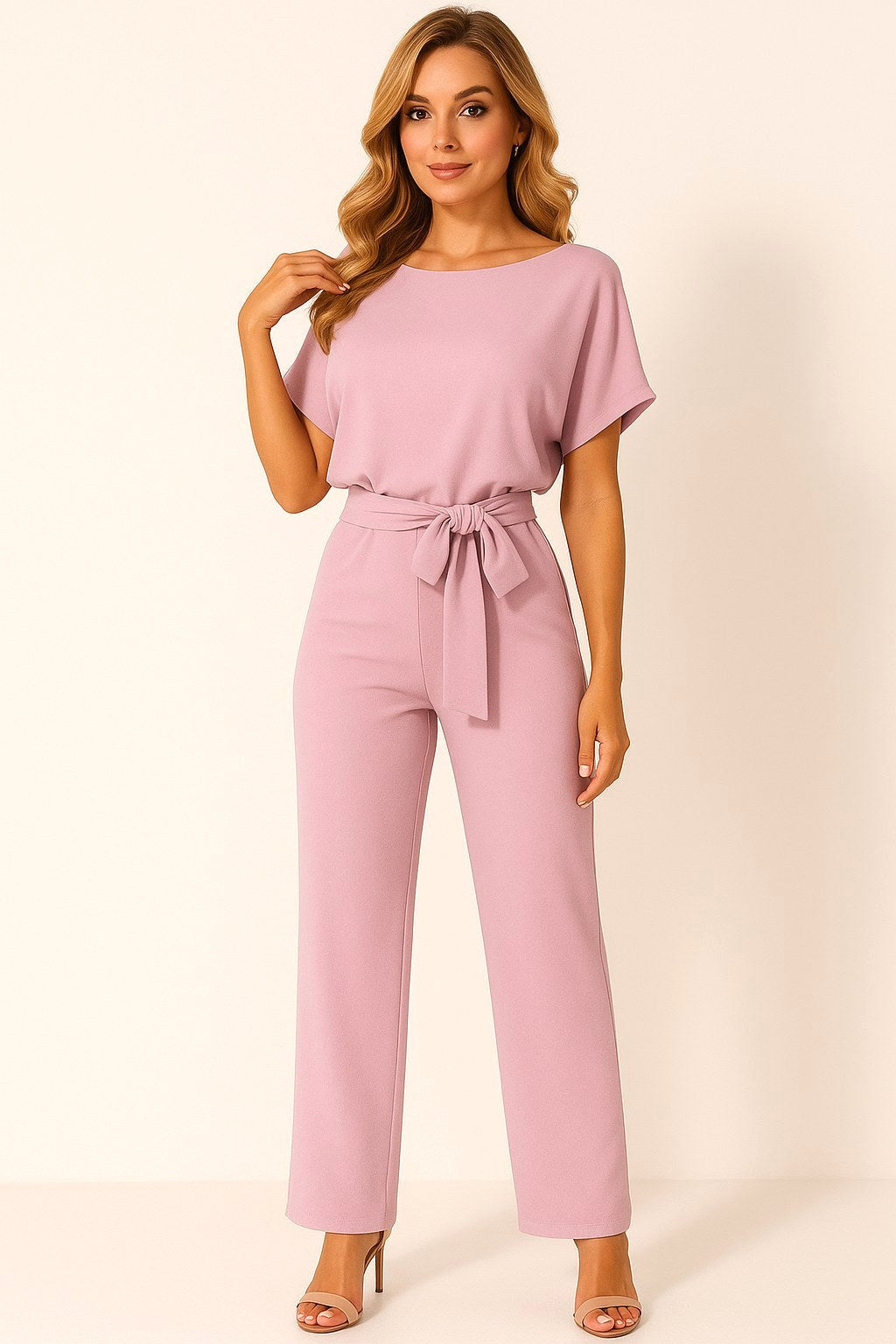 Liana | Women's Ponte Knit Batwing Jumpsuit, Relaxed-Fit One-Piece | Dressific