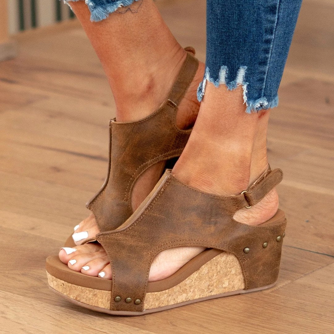 Linda | Women's Suede Wedge Sandals, Comfort-Focused Summer Footwear for Events and Evening Wear
