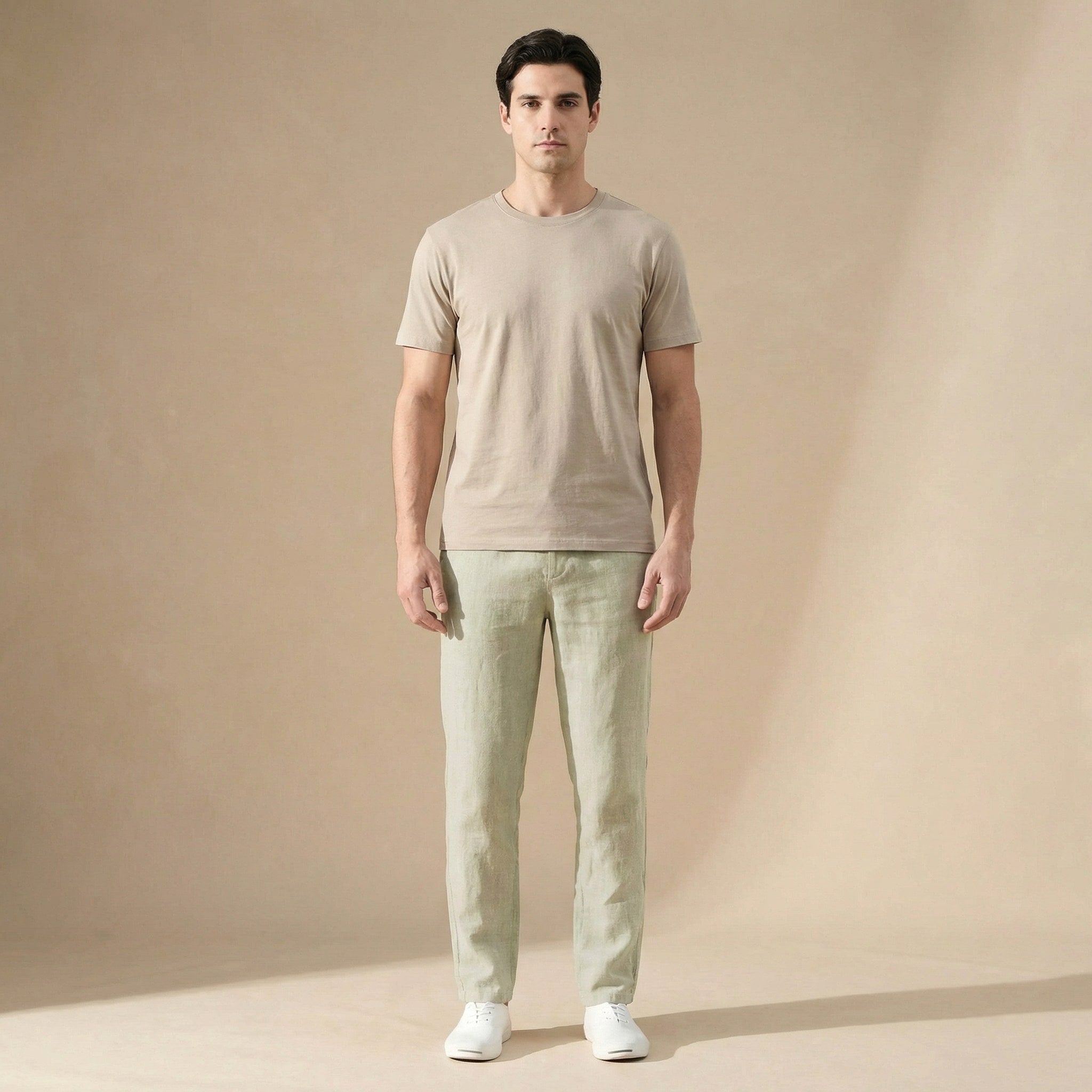 Luke | Men's Linen Trousers, Regular Fit Summer Trousers | Dressific | Wit
