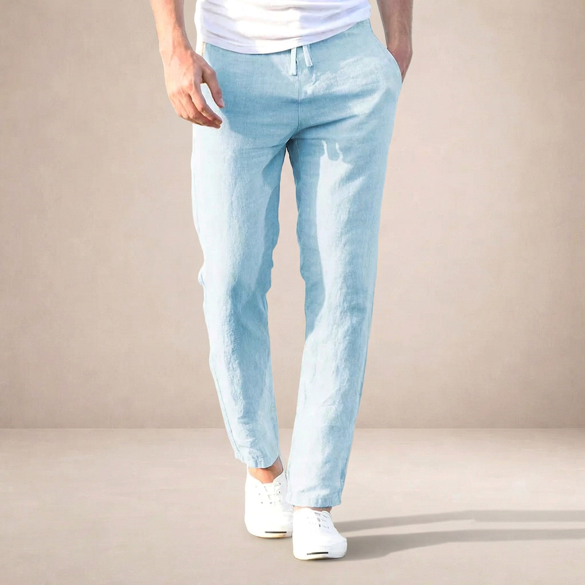 Luke | Men's Linen Trousers, Regular Fit Summer Trousers | Dressific