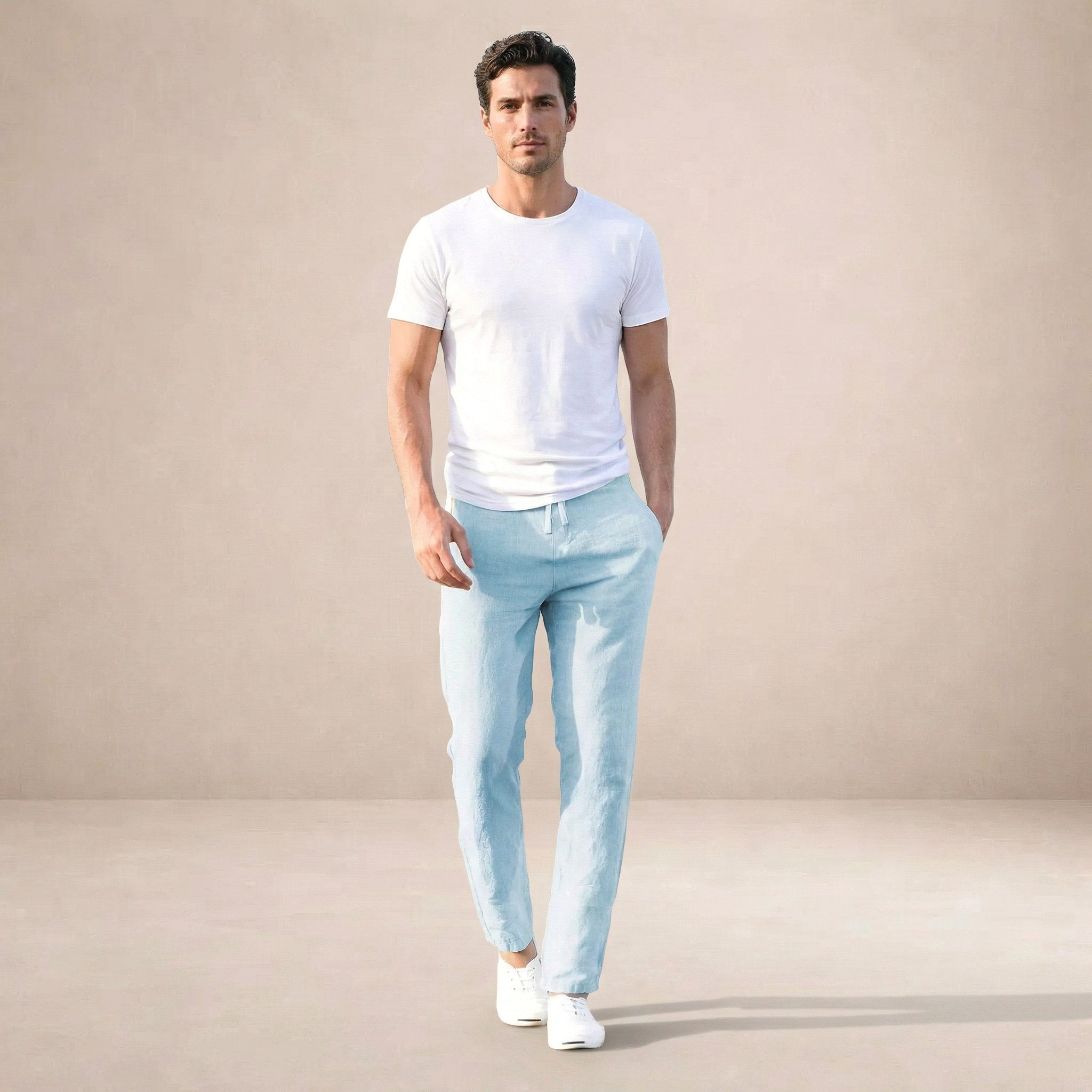 Luke | Men's Linen Trousers, Regular Fit Summer Trousers | Dressific