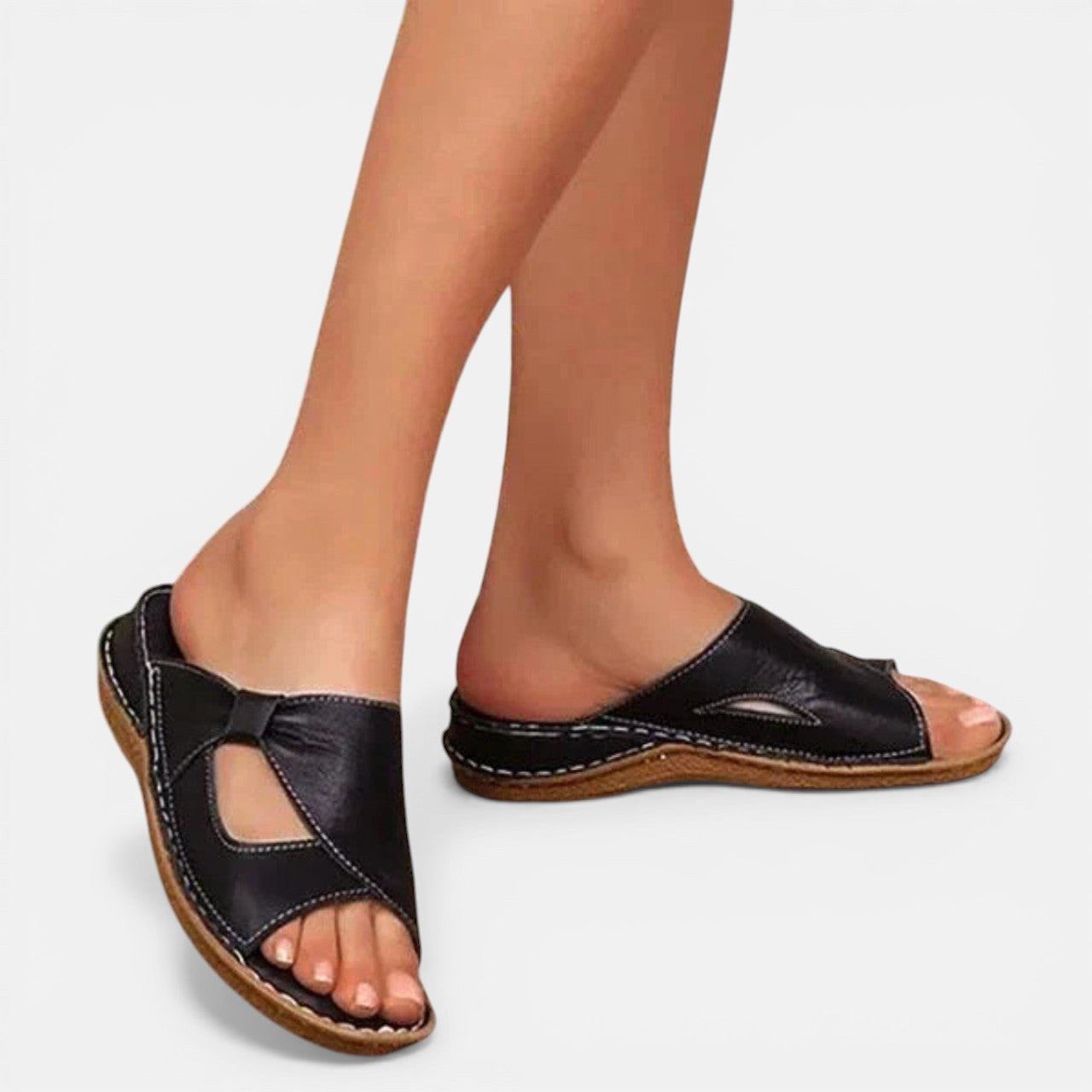 Mackenzie | Women's Orthopaedic Slip-On Sandals, Comfortable Walking Sandals | Dressific | Negro