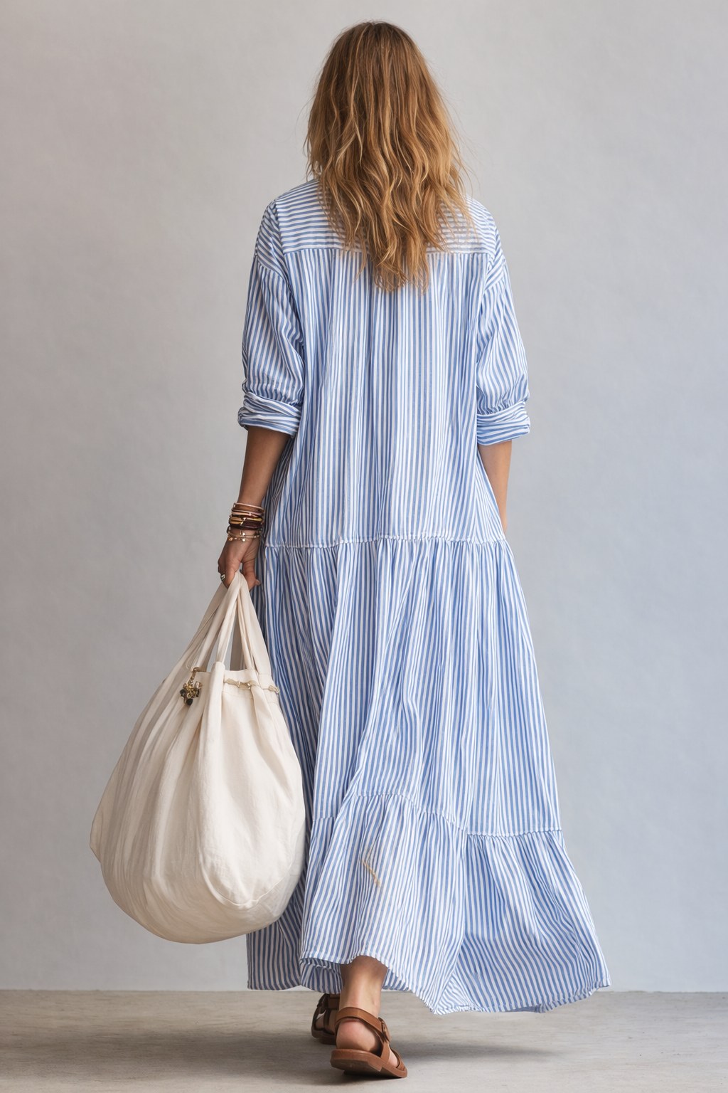 Mackenzie | Women's Striped Button-Front Maxi Shirt Dress, Flattering Summer Dress for Holidays and Everyday Wear, Flattering Summer Dress for Holidays and Everyday Wear - image 2