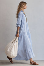 Mackenzie | Women's Striped Button-Front Maxi Shirt Dress, Flattering Summer Dress for Holidays and Everyday Wear, Flattering Summer Dress for Holidays and Everyday Wear - image 3