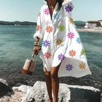 Maddison | Women's Fluid Shirt Dress White, Flowing Shirt Dress | Dressific