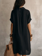 Maddison | Women's Linen Cotton Shirt Midi Dress, Buttoned Everyday Dress | Dressific