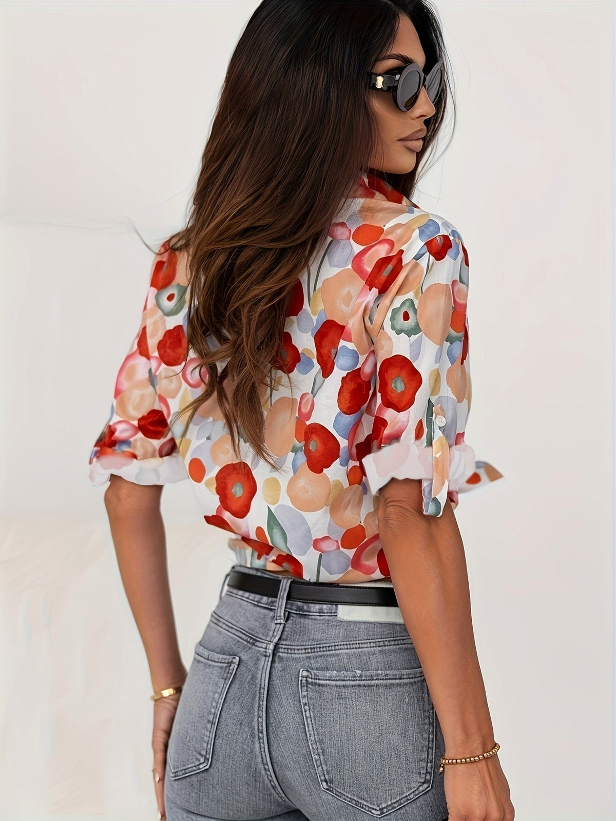 Madison | Women's Button-Down Long Sleeve Blouse with Floral Print, Lightweight Summer Top for Holidays and Casual Wear, Lightweight Summer Top for Holidays and Casual Wear - image 3