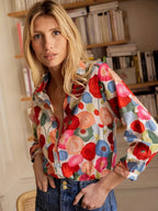 Madison | Women's Button-Down Long Sleeve Blouse with Floral Print, Lightweight Summer Top for Holidays and Casual Wear, Lightweight Summer Top for Holidays and Casual Wear - image 5