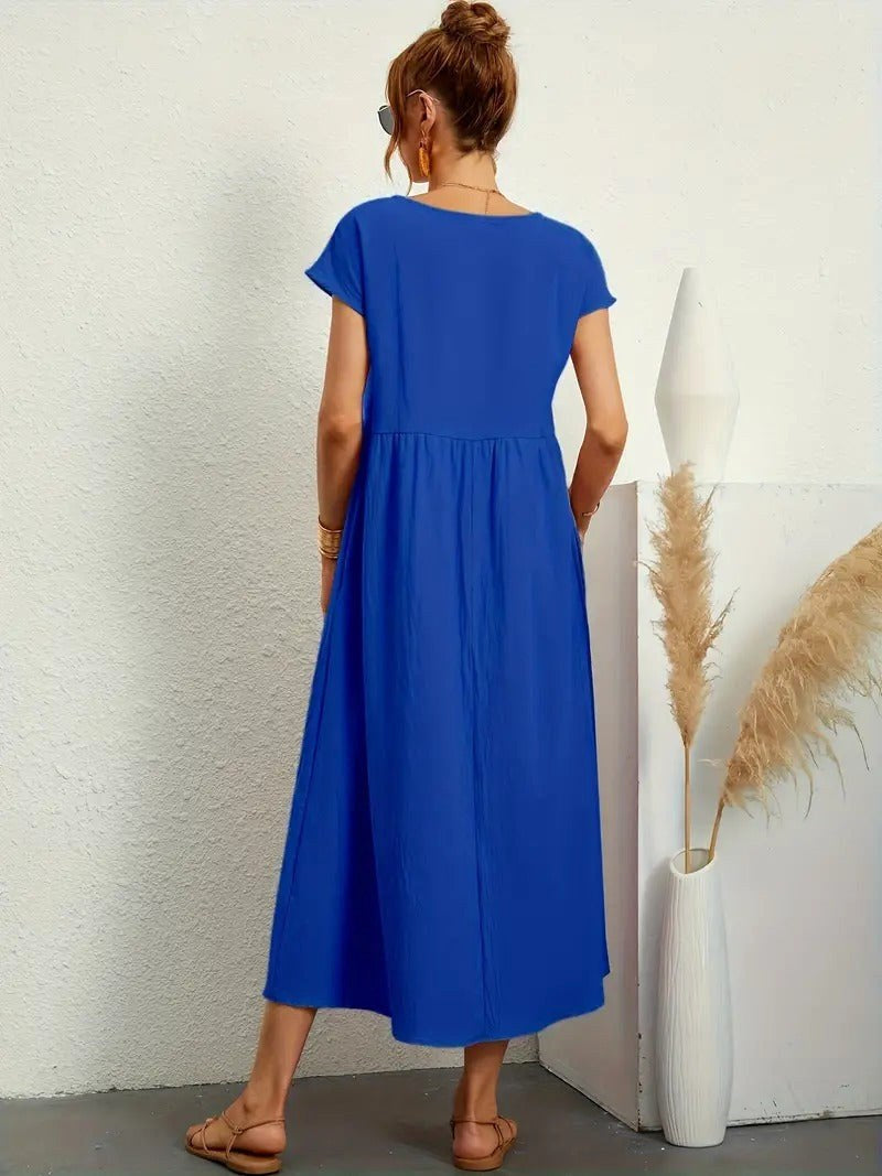 Madison | Women's Fluid Cotton Dress with Practical Pockets, Everyday Midi Dress | Dressific