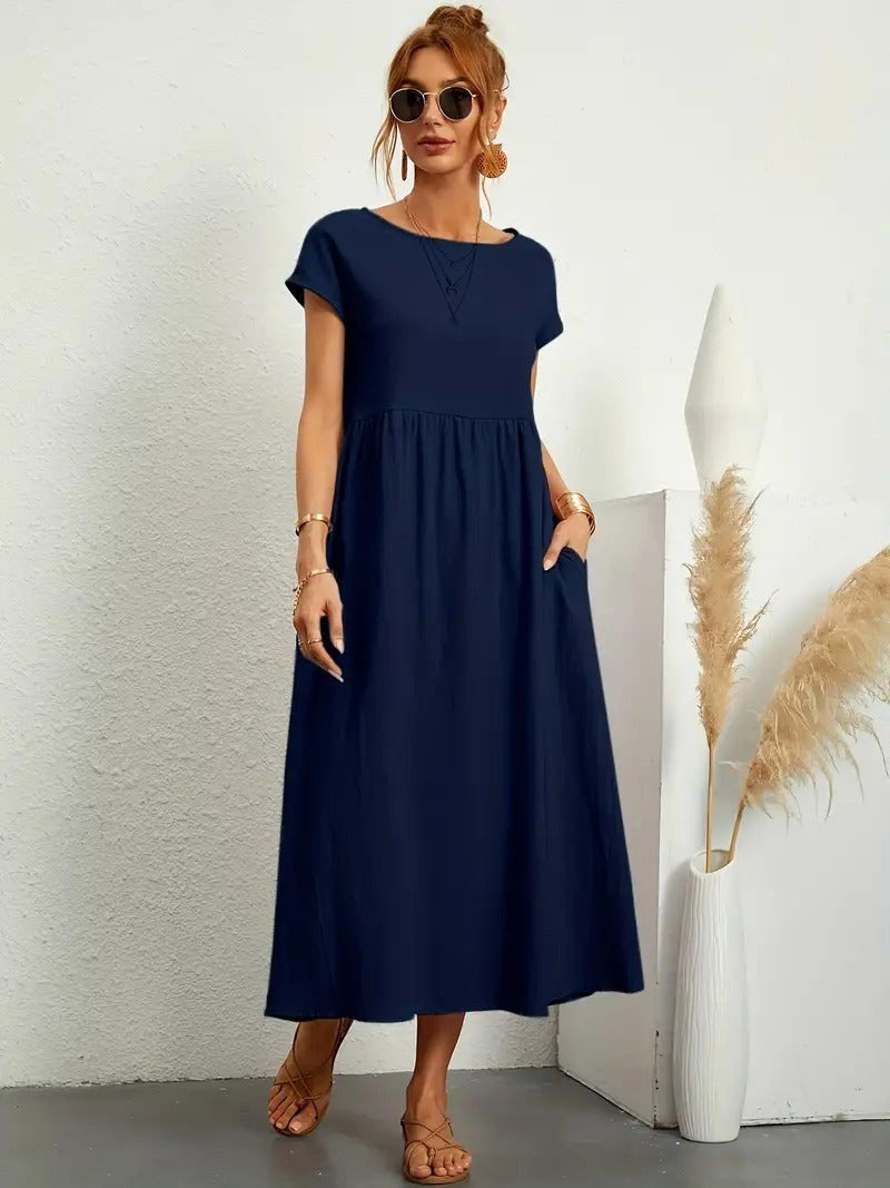 Madison | Women's Fluid Cotton Dress with Practical Pockets, Everyday Midi Dress | Dressific