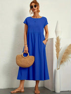 Madison | Women's Fluid Cotton Dress with Practical Pockets, Everyday Midi Dress | Dressific