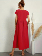 Madison | Women's Fluid Cotton Dress with Practical Pockets, Everyday Midi Dress | Dressific