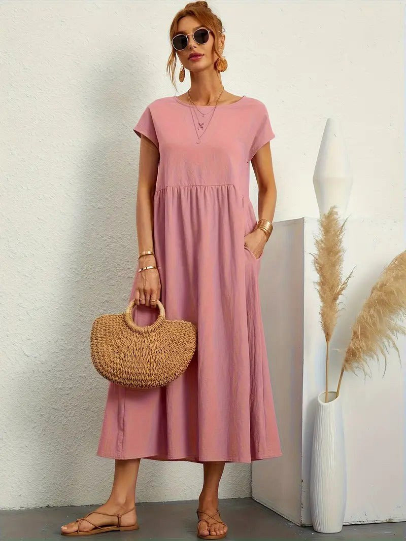 Madison | Women's Fluid Cotton Dress with Practical Pockets, Everyday Midi Dress | Dressific