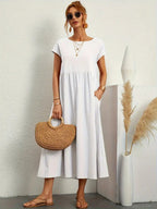 Madison | Women's Fluid Cotton Dress with Practical Pockets, Everyday Midi Dress | Dressific