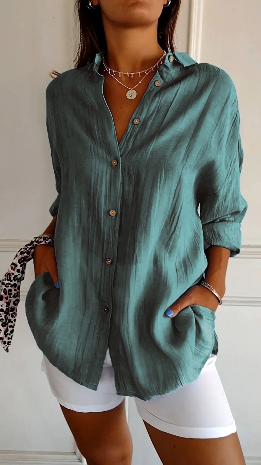 Madison | Women's Linen Button-Down Shirt, Lightweight Summer Top for Holidays and Casual Wear, Lightweight Summer Top for Holidays and Casual Wear - Red