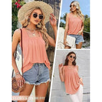 Madison | Women's Square Neck Pleated Tank Top, Lightweight Summer Top for Holidays and Casual Wear, Lightweight Summer Top for Holidays and Casual Wear - image 9