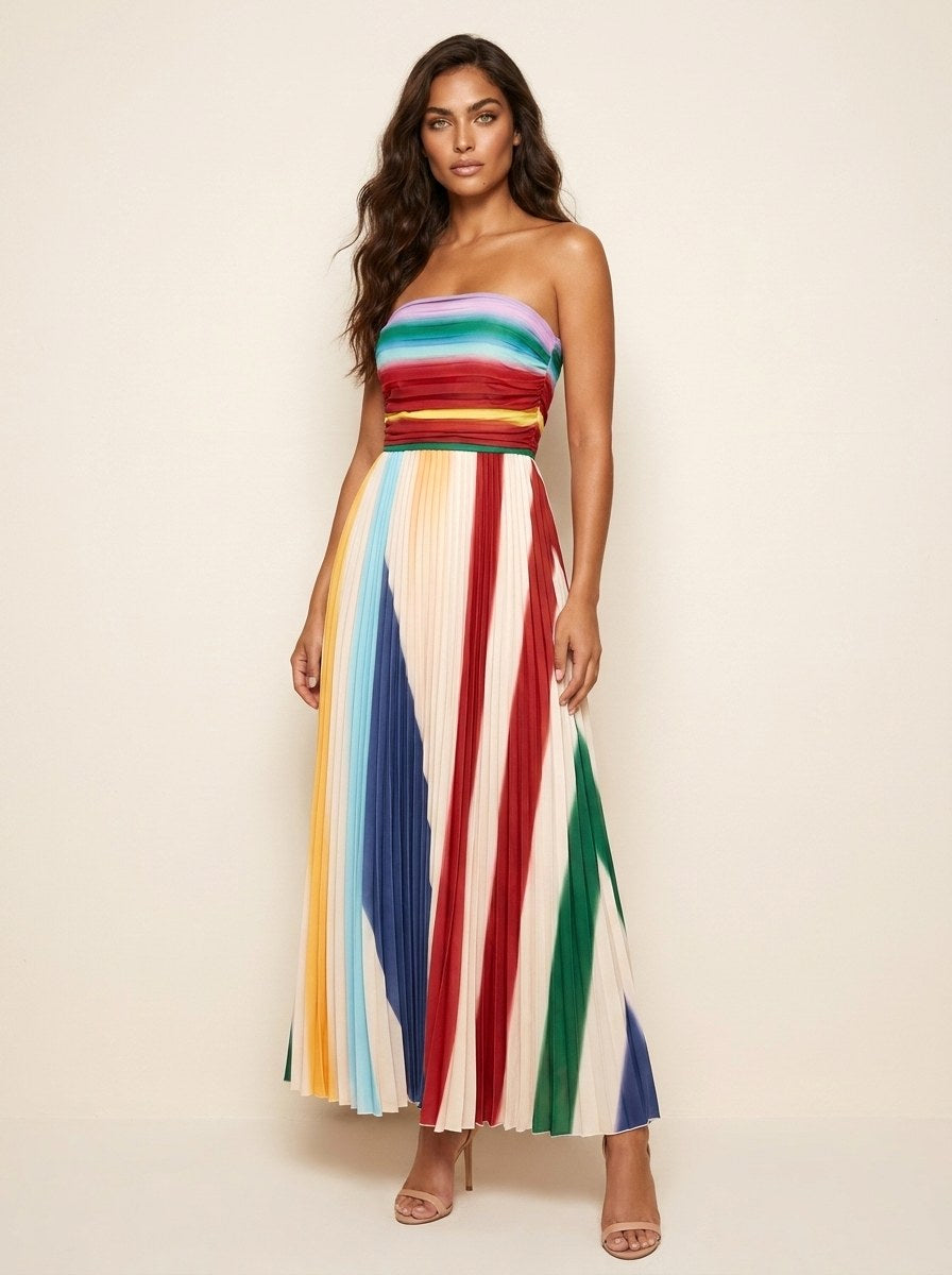Marlee | Women's Pleated Maxi Dress, Colourful Flowing Maxi Dress | Dressific